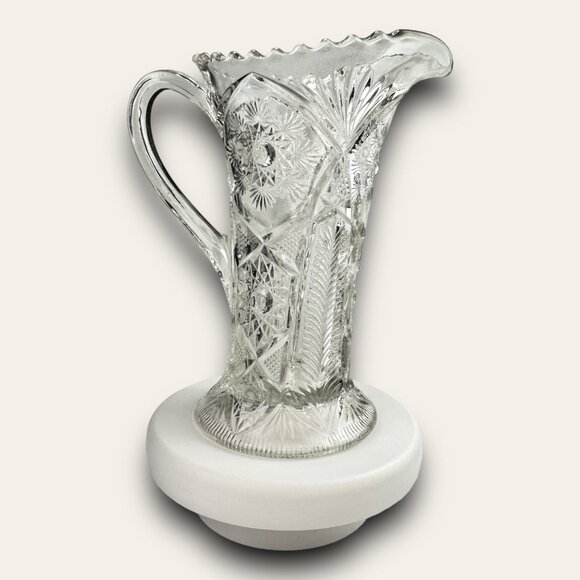 Cambridge Snowflake & Sunburst Clear Crystal Pitcher EVC No Chips EAPG - Picture 5 of 14